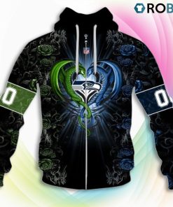 Seattle seahawks NFL Rose Dragon 3D Hoodie, Seattle Seahawks Apparel