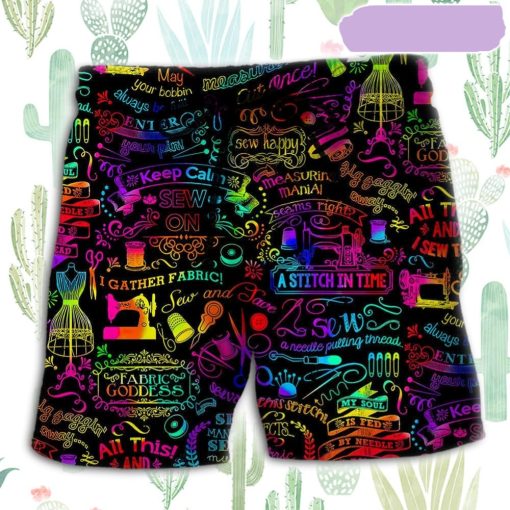 Sewing Beautiful Sewing Words Beach Short, Gift for Holiday Summer