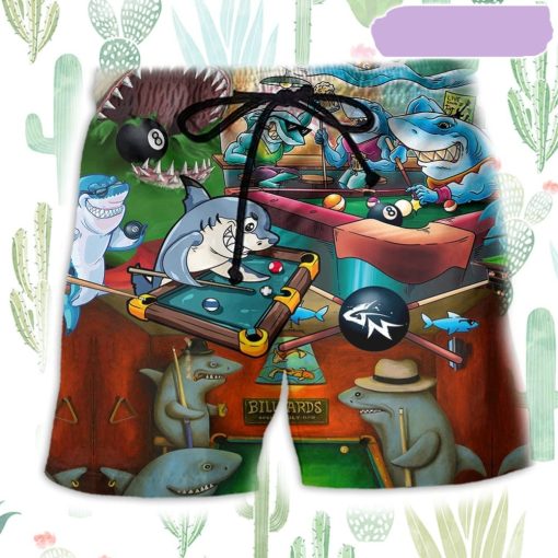 Shark Pool Play Billiards Beach Short, Gift for Holiday Summer