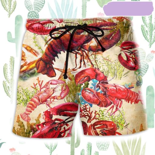 Shrimp Animals Shrimp Red Beach Short, Gift for Holiday Summer