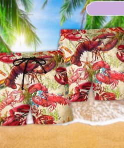 Shrimp Animals Shrimp Red Beach Short, Gift for Holiday Summer
