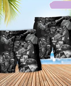 Skull Barber Hairdresser Style Beach Short, Gift for Holiday Summer Skull Barber Hairdresser Style Beach Short, Gift for Holiday Summer