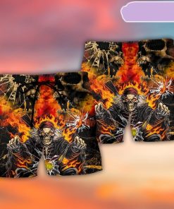 Skull Biker Style Beach Short, Gift for Holiday Summer Skull Biker Style Beach Short, Gift for Holiday Summer