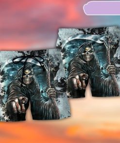 Skull Dark Death Scythe Beach Short, Gift for Holiday Summer Skull Dark Death Scythe Beach Short, Gift for Holiday Summer