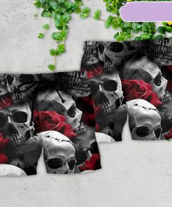 Skull Death Love Rose Beach Short, Gift for Holiday Summer
