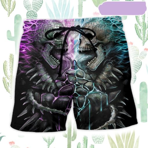 Skull Flaming Skull Style Beach Short, Gift for Holiday Summer