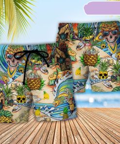 Skull Pineapple Fruit Amazing Beach Short, Gift for Holiday Summer Skull Pineapple Fruit Amazing Beach Short, Gift for Holiday Summer