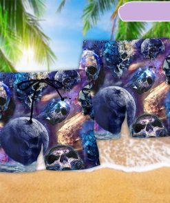 Skull Planet Galaxy Purple Beach Short, Gift for Holiday Summer Skull Planet Galaxy Purple Beach Short, Gift for Holiday Summer