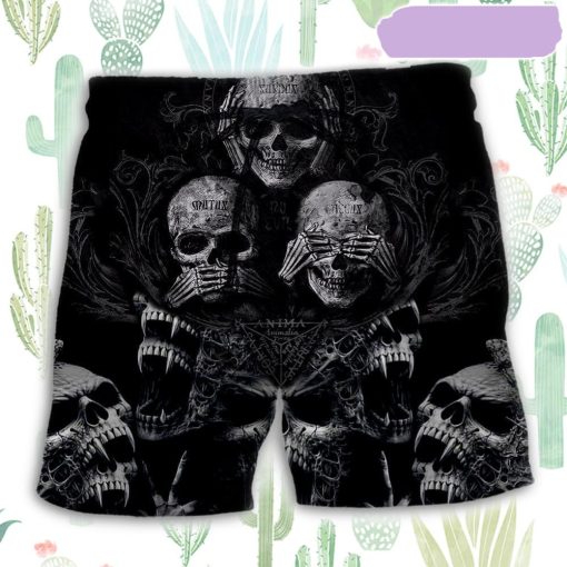 Skull Scary Darkness Art Beach Short, Gift for Holiday Summer