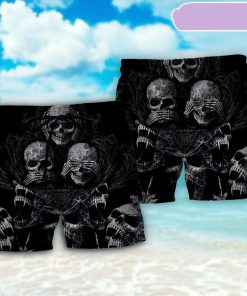Skull Scary Darkness Art Beach Short, Gift for Holiday Summer Skull Scary Darkness Art Beach Short, Gift for Holiday Summer