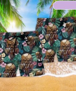 Skull Style Lover Flower Beach Short, Gift for Holiday Summer