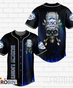 Skull With Busch Light Baseball Jersey Shirt Style
