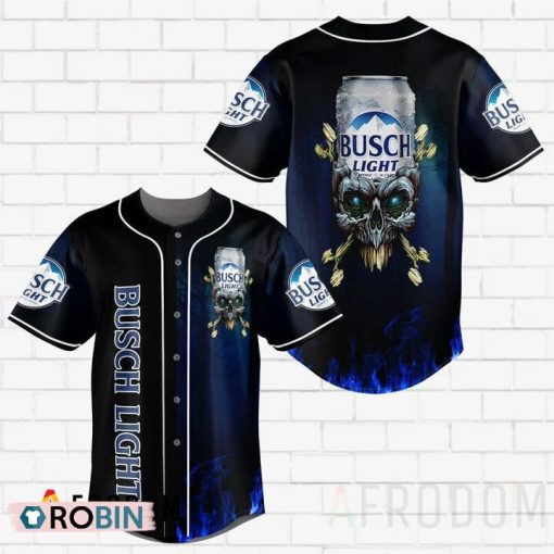 Skull With Busch Light Baseball Jersey Shirt Style