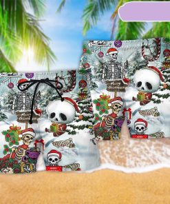 Skull Xmas Snow Christmas Beach Short, Gift for Holiday Summer