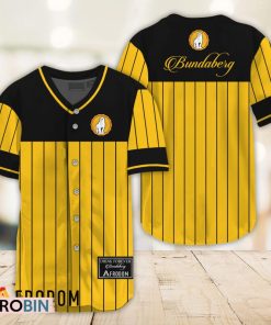 Sleek Black Vertical Striped Bundaberg Rum Baseball Jersey Shirt Style