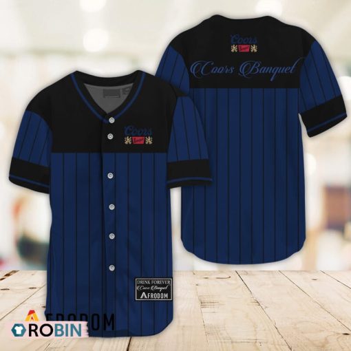 Sleek Black Vertical Striped Coors Banquet Baseball Jersey Shirt Style