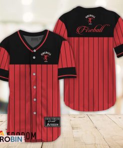 Sleek Black Vertical Striped Fireball Whisky Baseball Jersey Shirt Style