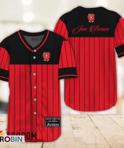 Sleek Black Vertical Striped Jim Beam Baseball Jersey Shirt Style