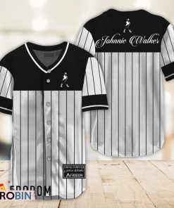 Sleek Black Vertical Striped Johnnie Walker Baseball Jersey Shirt Style