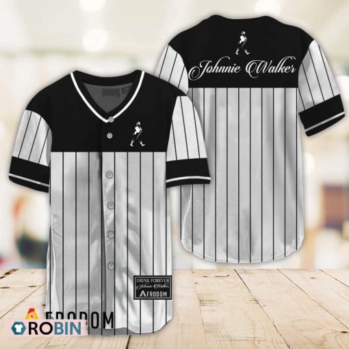 Sleek Black Vertical Striped Johnnie Walker Baseball Jersey Shirt Style