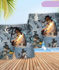 Snowman Evil Cool Style Beach Short, Gift for Holiday Summer