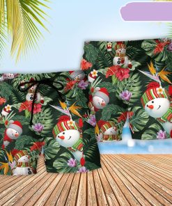 Snowman Stay Cool Floral Beach Short, Gift for Holiday Summer