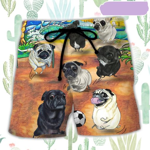 Soccer Beach Sports Pug Dog Beach Beach Short, Gift for Holiday Summer