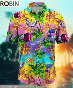 St. Louis Sports Palm Tree Pattern Hawaiian Shirt St. Louis Sports Palm Tree Pattern Hawaiian Shirt