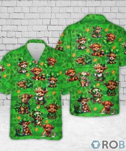 St Patrick’s Day Baby Highland Cow Hawaiian Shirt
