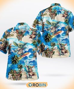 Star Wars Baby Yoda Surfing Beach Hawaiian Shirt Star Wars Baby Yoda Surfing Beach Hawaiian Shirt