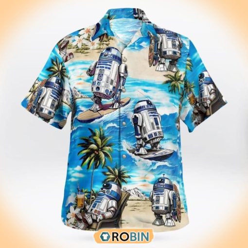 Star Wars R2D2 Surfing Beach Hawaiian Shirt