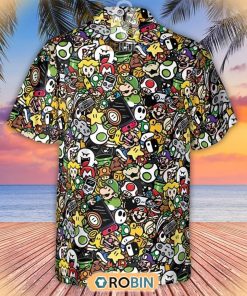 Super Mario Characters All In One Pattern Hawaiian Shirt Super Mario Characters All In One Pattern Hawaiian Shirt