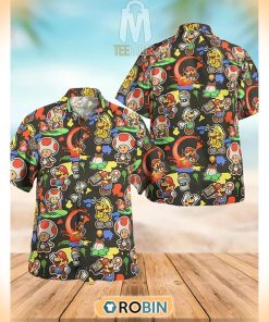 Super Mario Pattern Hawaiian Shirt Super Mario Pattern Hawaiian Shirt