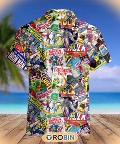 Superhero Comic 80s Beach Floral Hawaiian Button Shirt