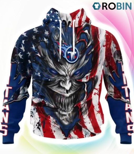 Tennessee Titans Demon Face Design 3D Hoodie, Titans Gifts for Fans