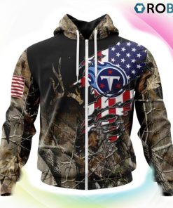 Tennessee Titans Hunting Camo US Flag Style 3D Hoodie, Titans Gifts