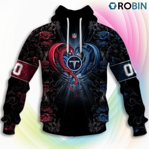 Tennessee Titans NFL Rose Dragon 3D Hoodie, Tennessee Titans Unique Gifts