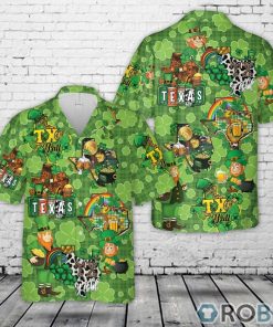 Texas map St. Patrick’s Day Hawaiian Shirt