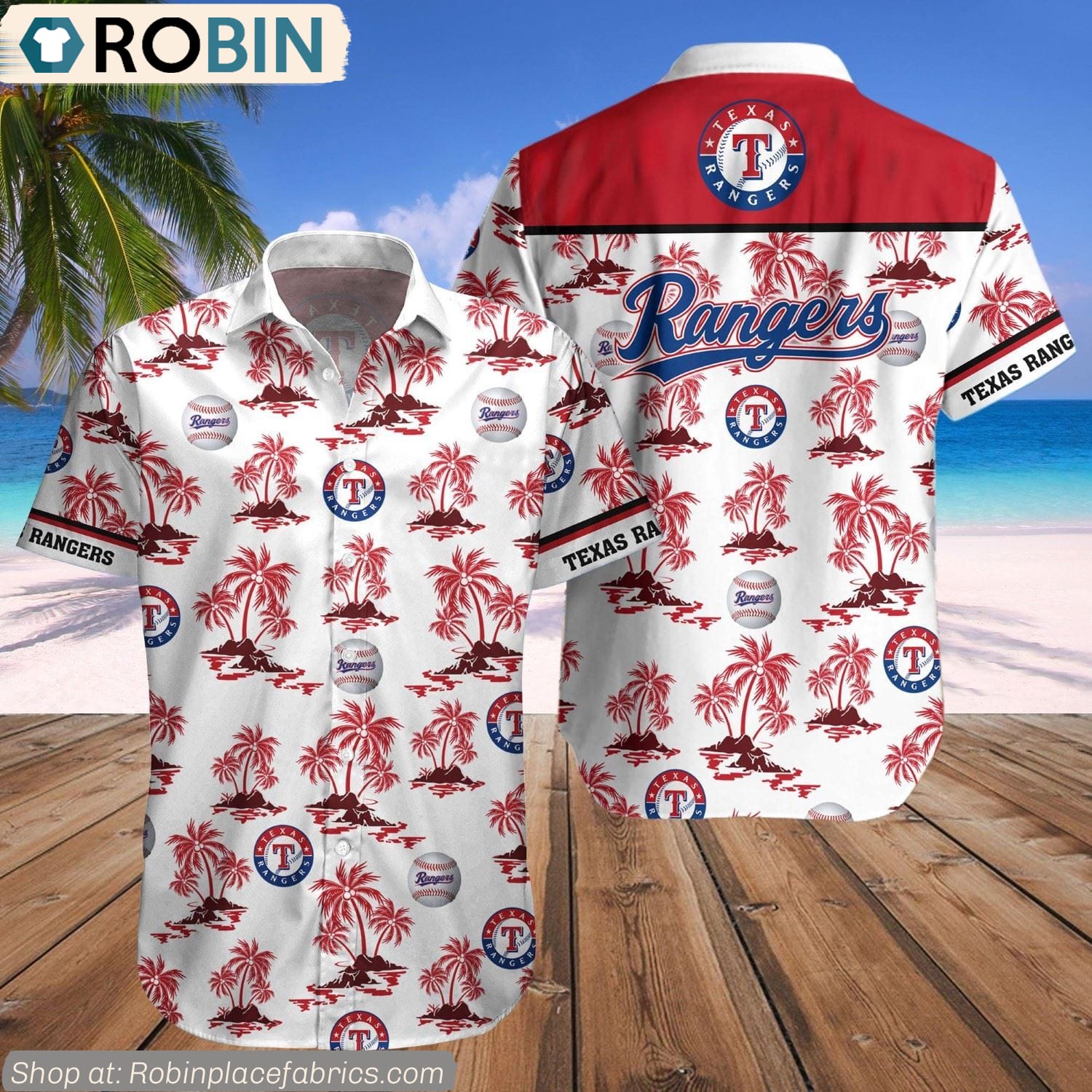 Texas Rangers Palm Island Pattern MLB Hawaiian Shirt