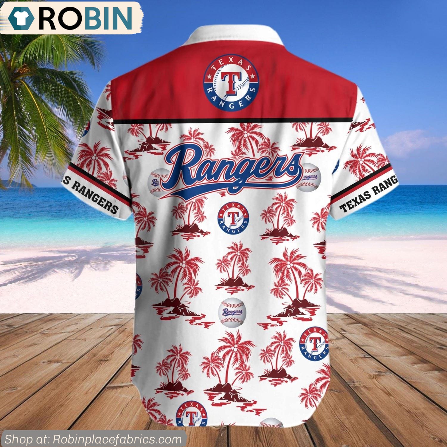 Texas Rangers Palm Island Pattern MLB Hawaiian Shirt