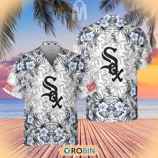 Tropical Flowers With Chicago White Sox In Center Hawaiian Shirt