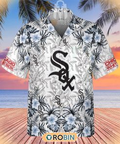 Tropical Flowers With Chicago White Sox In Center Hawaiian Shirt Tropical Flowers With Chicago White Sox In Center Hawaiian Shirt