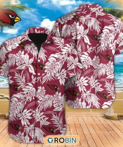 Tropical Leafs NFL Arizona Cardinals Hawaiian Design Button Shirt