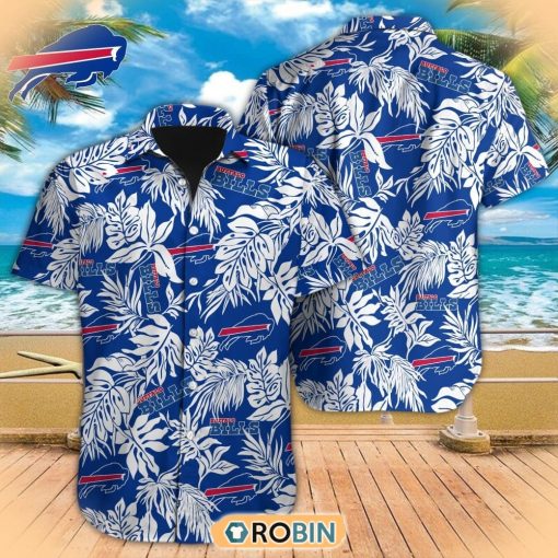 Tropical Leafs NFL Buffalo Bills Hawaiian Design Button Shirt