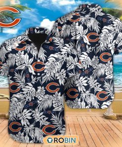 Tropical Leafs NFL Chicago Bears Hawaiian Design Button Shirt