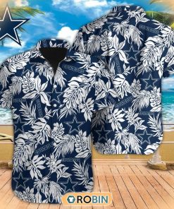 Tropical Leafs NFL Dallas Cowboys Hawaiian Design Button Shirt
