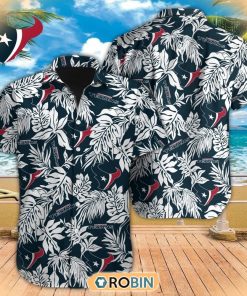 Tropical Leafs NFL Houston Texans Hawaiian Design Button Shirt