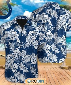Tropical Leafs NFL Indianapolis Colts Hawaiian Design Button Shirt