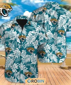 Tropical Leafs NFL Jacksonville Jaguars Hawaiian Design Button Shirt