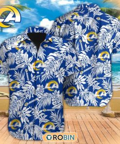 Tropical Leafs NFL Los Angeles Rams Hawaiian Design Button Shirt